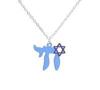 EUEAVAN Collier avec pendentif étoile de David Chai Hexagramme juive - Amulette chaï hébraïque - Kabbale - Bijoux religieux - Cadeau pour femme, Réglable, Acier inoxydable, Pas de pierre précieuse