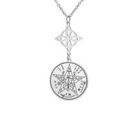 EUEAVAN Collier avec pendentif pentagramme et nœud de sorcière Tetragrammaton Nudo De Bruja YHVH YHWH Pendentif Yeshua Jehovah Amulette Wicca Bijoux religieux Cadeau (nœud de sorcière 2, argent)