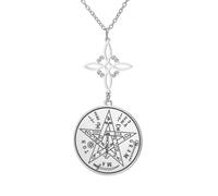 EUEAVAN Collier avec pendentif pentagramme et nœud de sorcière Tetragrammaton Nudo De Bruja YHVH YHWH Pendentif Yeshua Jehovah Amulette Wicca Bijoux religieux Cadeau (nœud de sorcière 1, argent)