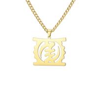 EUEAVAN Collier avec symboles africains Adinkra - Pendentif carte africaine - Adinkra Gye Nyame - Bijoux ethniques - Cadeau pour femme et homme, Medium, Acier inoxydable, Pas de gemme