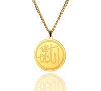 EUEAVAN Collier Ayatul Kursi Collier Allah pour Femmes Hommes Symboles Script Islamique Collier Allah Arabe Moyen Orient Allah Islam Bijoux Religieux Cadeau Musulman (Collier d'Allah or)
