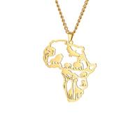 EUEAVAN Collier carte d'Afrique pour homme Animaux africains Pendentif tribal africain Collier Afrique Mère Continent Collier Ethnique pour garçon (length:23.6in/60cm, Or)