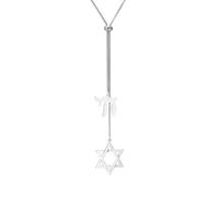 EUEAVAN Collier Chai en forme d'étoile de David à six branches avec pendentif en forme d'étoile juive - Amulette chaï hébraïque - Kabbale - Bijoux religieux - Cadeau pour homme et femme, Moyen, Acier