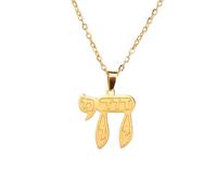 EUEAVAN Collier Chai juif Lettre hébraïque pendentif Chai juif classique Choker breloque Personnalisé religieux juif Bijoux nom Femme Saint-Valentin Girlfriend