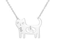 EUEAVAN Collier chat pour femme Pendentif chat argenté Poisson Accessoires animaux mignons Bijoux Amitié Cadeau sur le thème des chats pour les amoureux des animaux (Argent)