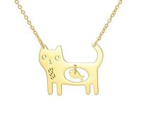 EUEAVAN Collier chat pour femme Pendentif chat argenté Poisson Accessoires animaux mignons Bijoux Amitié Cadeau sur le thème des chats pour les amoureux des animaux (Or)