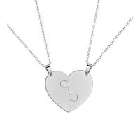 EUEAVAN Collier Coeur Brisé Pendentif BFF Foever Deux Demi-Coeurs Collier Coeur Assorti Bijoux Couples Cadeau (argent)