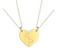 EUEAVAN Collier Coeur Brisé Pendentif BFF Foever Deux Demi-Coeurs Collier Coeur Assorti Bijoux Couples Cadeau (or)