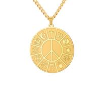 EUEAVAN Collier Coexist in Peace Religions du Monde Paix Pendentif Coexist Harmony Paix Religion Porte-clés Bijou Amulette de Protection Cadeau pour Hommes Femmes, l, Acier inoxydable, Il ne s'agit