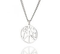 EUEAVAN Collier Coexistence en Paix Pendentif Coexist Harmony om/Étoile de David/Crescent/Yin Yang/Croix/Peace Collier Multi Religieux Spirituel pour Femmes Amulette Hommes (argent 2)