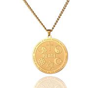 EUEAVAN Collier Coexistence en Paix Pendentif Coexist Harmony om/Étoile de David/Crescent/Yin Yang/Croix/Peace Collier Multi Religieux Spirituel pour Femmes Amulette Hommes (or)