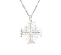 EUEAVAN Collier croix de Jérusalem, chevaliers, templiers - Bijou religieux grec - Cadeau de baptême pour homme