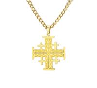 EUEAVAN Collier croix de Jérusalem, chevaliers, templiers - Bijou religieux grec - Pendentif - Déclaration de prière - Cadeau de baptême pour homme