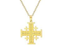 EUEAVAN Collier Croix des Croisés de Jérusalem Croisés Chevaliers Templiers Pendentif Croix Médaillon Disque Bijoux Religieux Grecs Prière Déclaration Cadeau Baptême Femmes Hommes, Moyen, Acier