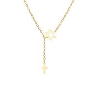 EUEAVAN Collier croix étoile de David pour femme Pendentif étoile juive hexagramme à six branches Croix chrétienne Bijoux religieux chrétiens Cadeau de Hanoukka Israël (or 2)