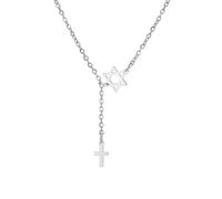 EUEAVAN Collier croix étoile de David pour femme Pendentif étoile juive hexagramme à six branches Croix chrétienne Bijoux religieux chrétiens Cadeau de Hanoukka Israël (argent 2)