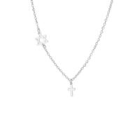 EUEAVAN Collier croix étoile de David pour femme Pendentif étoile juive hexagramme à six branches Croix chrétienne Bijoux religieux chrétiens Cadeau de Hanoukka Israël (argent)