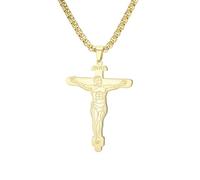 EUEAVAN Collier crucifix avec pendentif en forme de croix de Jésus - Médaille miraculeuse INRI - Amulette religieuse catholique de Saint Benoît - Bijoux chrétiens - Baptême - Première communion