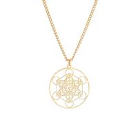 EUEAVAN Collier Cube de Métatron Cube de Métatron Pendentif Géométrie Sacrée Sceaux de l'Archange Ange Métatron Colliers de déclaration Talisman de protection spirituelle (grand Metatron or 2)