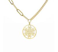 EUEAVAN Collier Cube de Métatron Cube de Métatron Pendentif Géométrie Sacrée Sceaux de l'Archange Ange Métatron Colliers de déclaration Talisman de protection spirituelle pour les femmes (or 2)