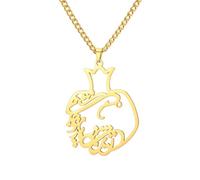 EUEAVAN Collier de calligraphie arabe grenade avec pendentif amulette musulmane persane bénédiction amour espoir bijoux religieux cadeau pour femme, Moyen, Acier inoxydable, Pas de pierre précieuse