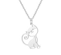 EUEAVAN Collier de chat pour les femmes pendentif chaton argenté accessoires animaux mignon bijoux cadeaux d'amitié pour les amoureux des chats (chat argent 2)