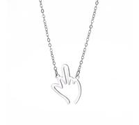 EUEAVAN Collier de doigt du milieu pour les hommes et les femmes Graffiti Cool Punk Gesture Sign Signification Unique Handmade Statement Friendship Jewelry (Argent)