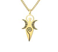 EUEAVAN Collier de la déesse celtique de la fertilité Pendentif spirale triple lune Déesse Pagan Wiccan Amulette magique Bijoux religieux Cadeau pour femmes Maman (or)