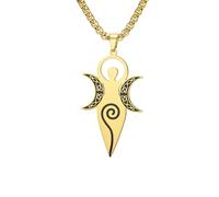 EUEAVAN Collier de la déesse celtique de la fertilité Pendentif spirale triple lune Déesse Pagan Wiccan Amulette magique Bijoux religieux Cadeau pour femmes Maman (or 2)