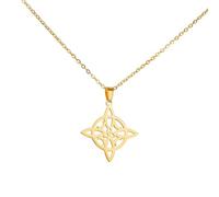 EUEAVAN Collier de nœuds de sorcières pour femmes Pendentif nœud celtique lune Wiccan Viking Pagan Nordic Protective Jewellery Irish Protection Rune Celtic Necklace (Noeud de sorcière or 2)