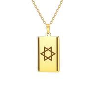 EUEAVAN Collier drapeau d'Israël Collier étoile de David pour femmes Collier pendentif étoile juive Amulette de protection hébraïque Magen Israël Bijoux juifs religieux Hommes (Or)