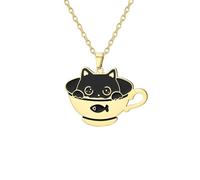 EUEAVAN Collier en argent avec pendentif en forme de chat pour femme - Accessoires de poisson mignon - Bijoux d'amitié sur le thème des chats - Cadeau pour les amoureux des animaux, Moyen, Acier
