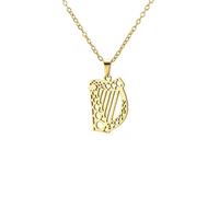 EUEAVAN Collier en forme de harpe irlandaise pour femme, pendentif instrument de musique, bijou du patrimoine celtique, cadeau de la Saint-Patrick pour les amateurs de musique, Moyen, Acier inoxydable