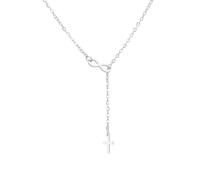 EUEAVAN Collier en Y avec pendentif en forme de croix infinie pour femme - Amulette religieuse de Jésus - Bijoux chrétiens pour première communion, confirmation, baptême ou foi de Pâques, Moyen, Acier