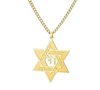 EUEAVAN Collier étoile de David Chai Collier pendentif Chai juif hébreu Kabbale Amulette Bijoux juifs chrétiens Hexagramme Hanoukka Cadeau femmes hommes (or)