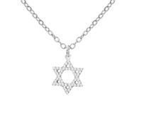 EUEAVAN Collier étoile de David pour femme Pendentif étoile juive hexagramme à six branches Croix chrétienne Bijoux religieux chrétiens Israël Cadeau de Hanoukka (Argent)