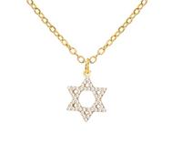 EUEAVAN Collier étoile de David pour femme Pendentif étoile juive hexagramme à six branches Croix chrétienne Bijoux religieux chrétiens Israël Cadeau de Hanoukka (Or)
