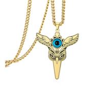 EUEAVAN Collier Evil Eye Owl bleu turc Troisième œil Sagesse Animal intelligent Pendentif oiseau Amulette ailée Protection Totem porte-bonheur Bijou cadeau pour hommes et femmes (or)