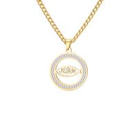 EUEAVAN Collier Ichthus Jésus Christ Poisson Croix Pendentif Sceau de Jérusalem Amulette religieuse Bijoux Chrétiens Baptême ou Pâques Cadeau pour Femme Homme, Moyen, Acier inoxydable, Pas de pierre