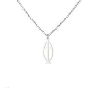 EUEAVAN Collier Ichthus pour femme Collier Jésus Poisson Christ Croix Poisson Ichthys Collier Poisson Ichthus Symbole Religieux Pendentif Bijoux Chrétien Cadeau (Croix d'Ichthys argent)
