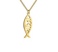 EUEAVAN Collier Ichthus pour femme Collier Jésus Poisson Christ Croix Poisson Ichthys Collier Poisson Ichthus Symbole Religieux Pendentif Bijoux Chrétien Cadeau (Jésus Poisson or)