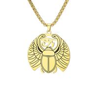 EUEAVAN Collier Œil d'Horus Scarabée Déesse ailée égyptienne Isis Croix Ankh Pendentif Œil de Rê Égypte Clé de vie Cartouche Amulette de protection Bijoux pour hommes et femmes (Or)