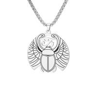 EUEAVAN Collier Œil d'Horus Scarabée Déesse ailée égyptienne Isis Croix Ankh Pendentif Œil de Rê Égypte Clé de vie Cartouche Amulette de protection Bijoux pour hommes et femmes (Argent)