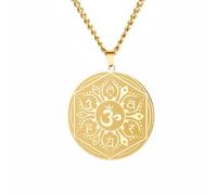 EUEAVAN Collier Mandala Om 7 Chakra Bouddha Hindou Reiki OM OHM AUM Pendentif Spirituel Harmonie Sanskrit Symboles Talisman Bouddhiste Hindouisme Religieux Bijoux Yoga Méditation Cadeau, Moyen, Acier