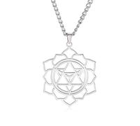 EUEAVAN Collier Merkabah Collier Fleur de Vie pour Femme Géométrie Sacrée Metatron Pendentif Merkaba Porte-Bonheur Amulette de Protection Bijoux Kabbale Cadeau Spirituel pour Homme (argent 1)