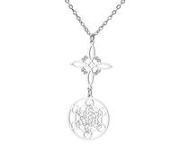 EUEAVAN Collier Metatron Cube Witch Knot Pendentif celtique Triquetra Trinity Nudo De Bruja Sacred Geometry Wiccan Sceaux de l'archange Talisman Bijoux Cadeaux irlandais pour femmes (argent 2)