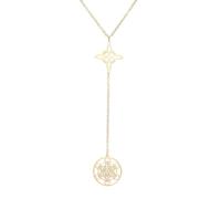 EUEAVAN Collier Metatron Cube Witch Knot Pendentif celtique Triquetra Trinity Nudo De Bruja Sacred Geometry Wiccan Sceaux de l'archange Talisman Bijoux Cadeaux irlandais pour femmes (or)
