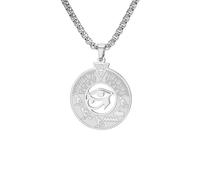 EUEAVAN Collier Oeil d'Horus Croix Ankh Clé de Vie Pendentif Scarabée Ancienne Égypte Cartouche Protection Amulette Égypte Symbole Religieux Bijoux pour Femmes Hommes (argent 2)