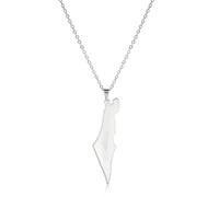 EUEAVAN Collier Palestine pour les femmes Collier Israël Israël Palestine Flag Country Map Palestine Map Country Map Outline Statement Jewelry for Men (collier carte argent)