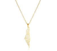 EUEAVAN Collier Palestine pour les femmes Collier Israël Israël Palestine Flag Country Map Palestine Map Country Map Outline Statement Jewelry for Men (Or)